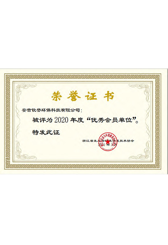 2020年被评为优秀会员单位